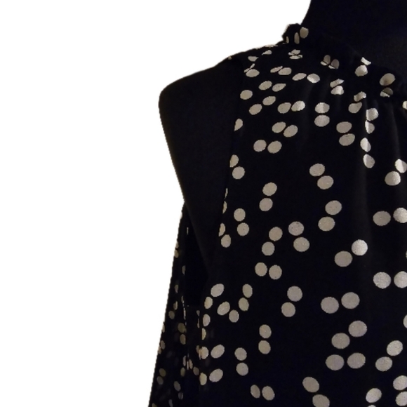 NWT Nine West Sleeveless Black & White Polka-dot Top Size Large - Picture 4 of 8